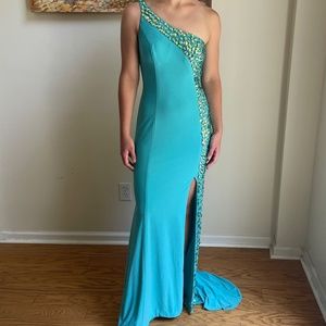 Aqua blue Sherri hill gown
